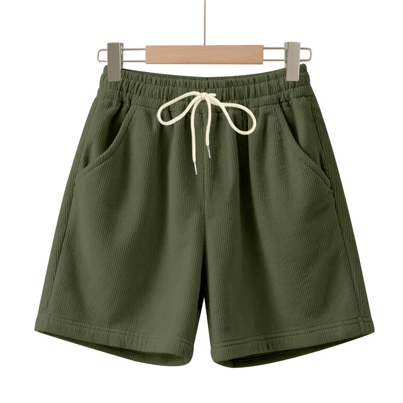 Men's ribbed jersey shorts with elastic waistband, decorative drawstring, and side slant pockets Mune Fashion