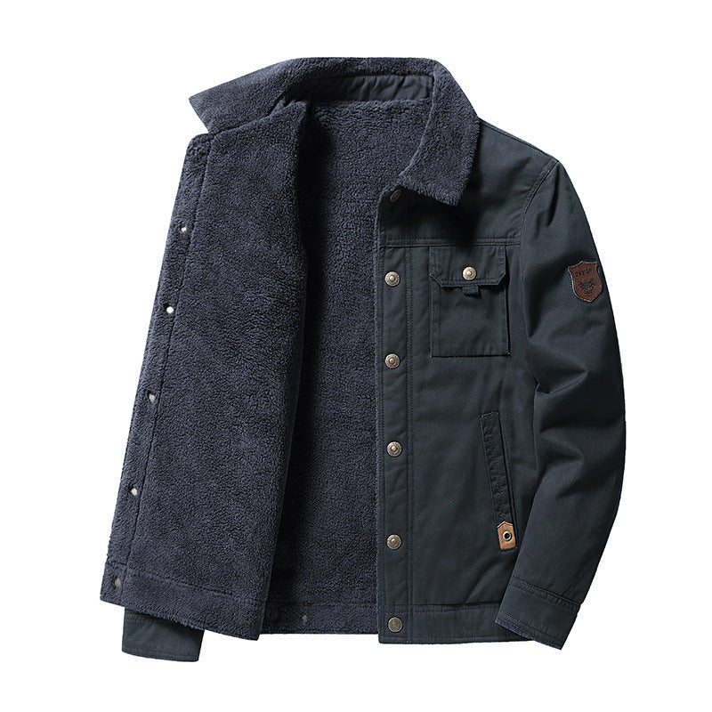 Men's Canvas Trucker Overshirt with all-over Teddy fleece lining and shirt collar Mune Fashion