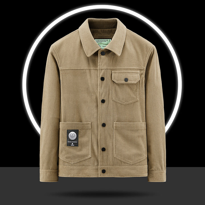 Men's Casual Cord Jacket with Practical Pockets and Fashionable Design Mune Fashion