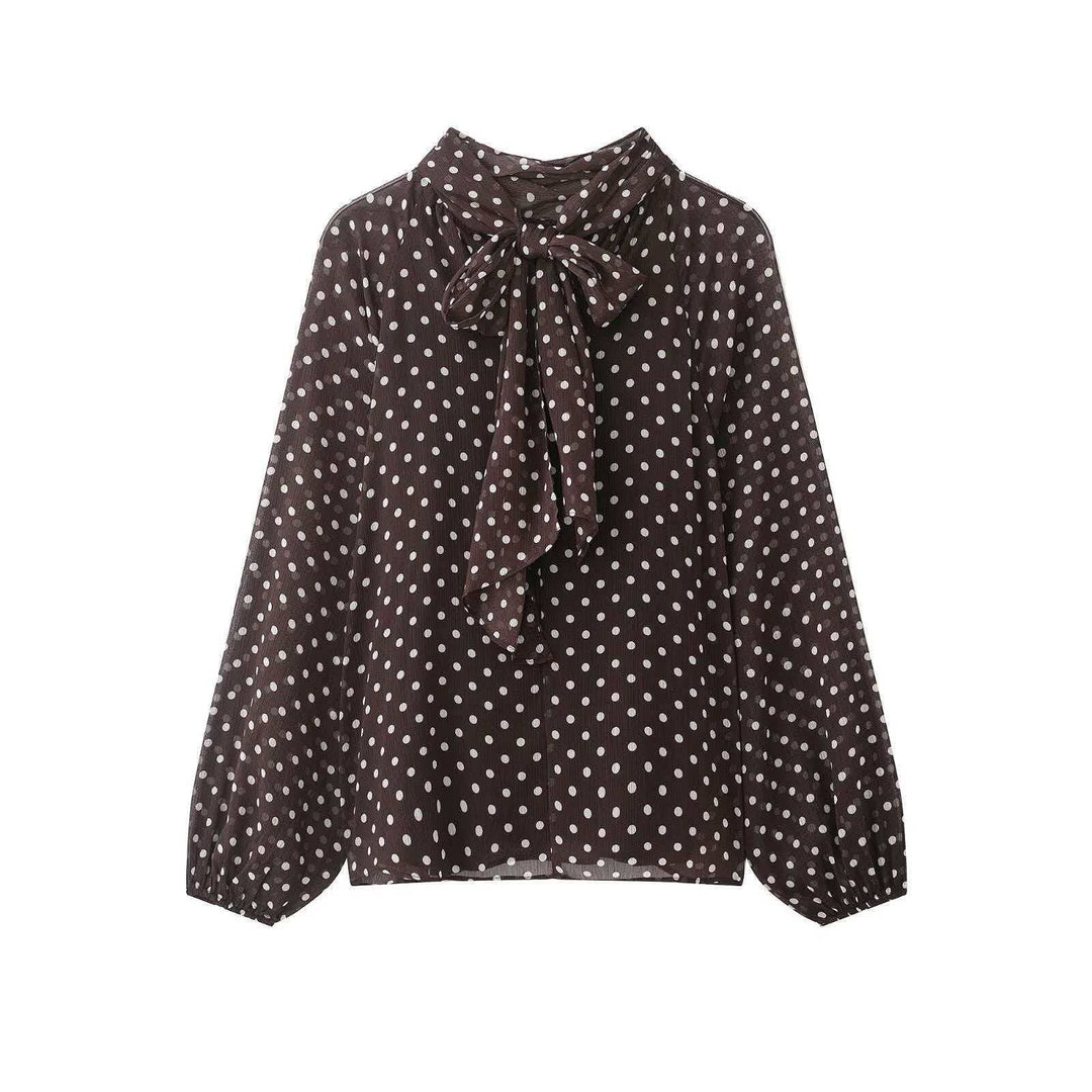 Women nan Chiffon blouse with bow collar and balloon sleeves Mune Fashion