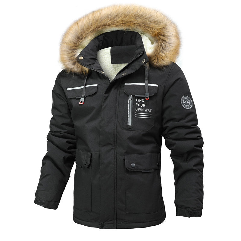Men Water-repellent Softshell Parka with Hood, Reflective Inserts and Multifunction Pockets Mune Fashion