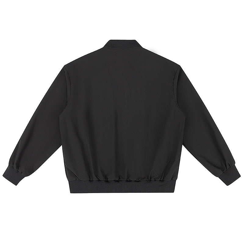 Women's Lightweight Bomber Jacket with Ribbed Hem, Snap Button Placket and Concealed Side Pockets Mune Fashion