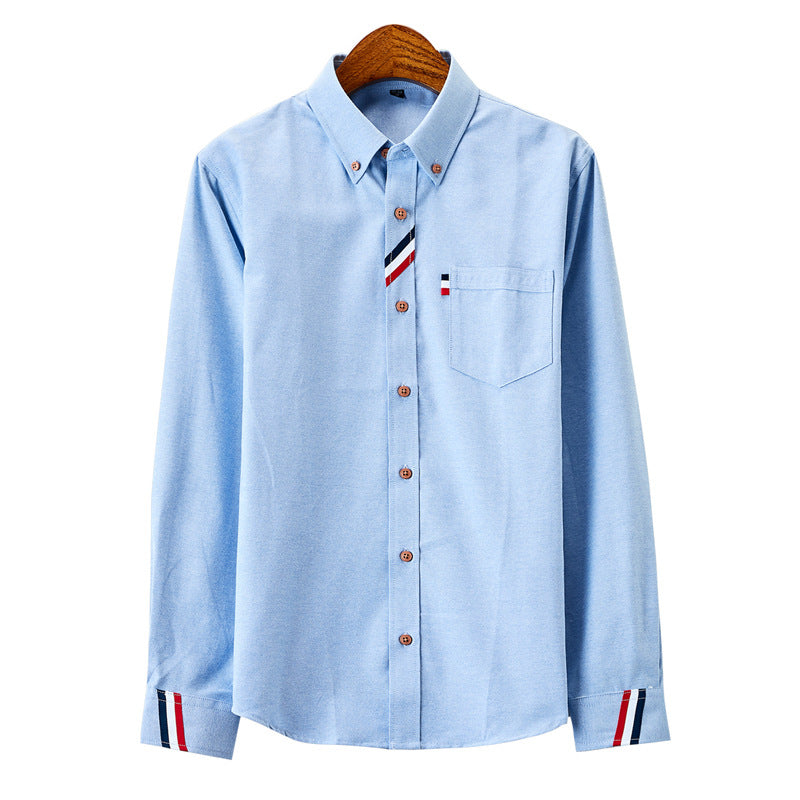 Men's modern Oxford shirt with button-down collar, chest pocket, and subtle stripe decoration Mune Fashion
