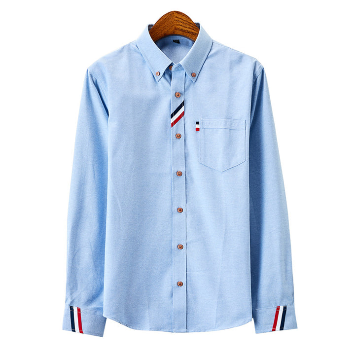 Men's modern Oxford shirt with button-down collar, chest pocket, and subtle stripe decoration Mune Fashion