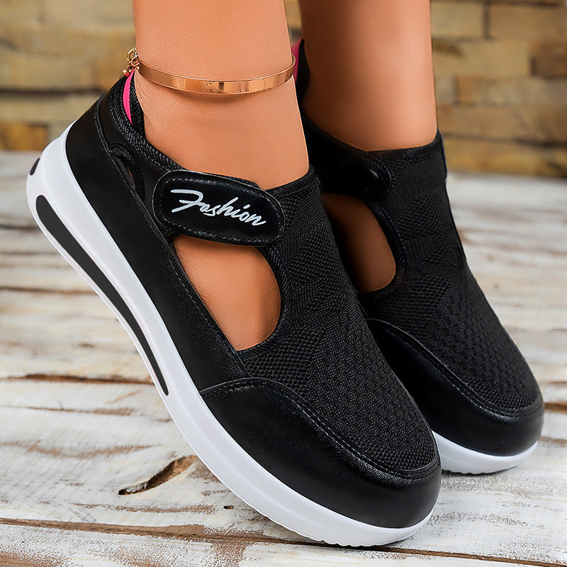 Women's ergonomic Mary Jane slip-on sneakers made of 3D knit with Velcro and shock-absorbing platform sole Mune Fashion