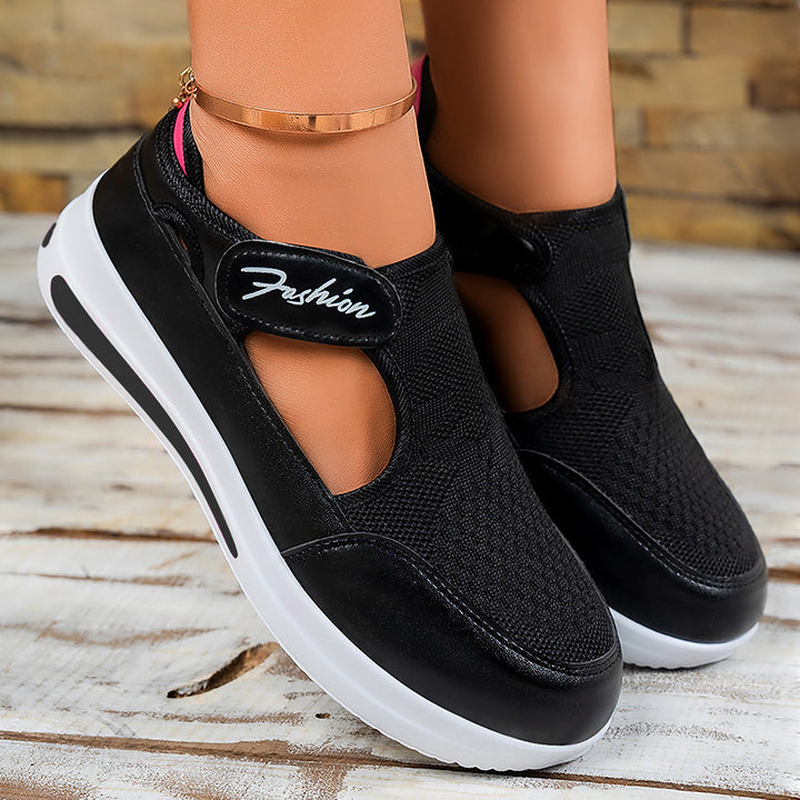 Women's ergonomic Mary Jane slip-on sneakers made of 3D knit with Velcro and shock-absorbing platform sole Mune Fashion