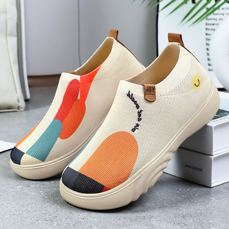 Women's knitted slip-on sneaker with playful stitch application and shock-absorbing EVA platform sole Mune Fashion