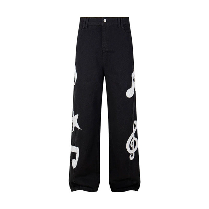 Women's jeans with high waistband, wide leg cut, stitch and destroy details Mune Fashion
