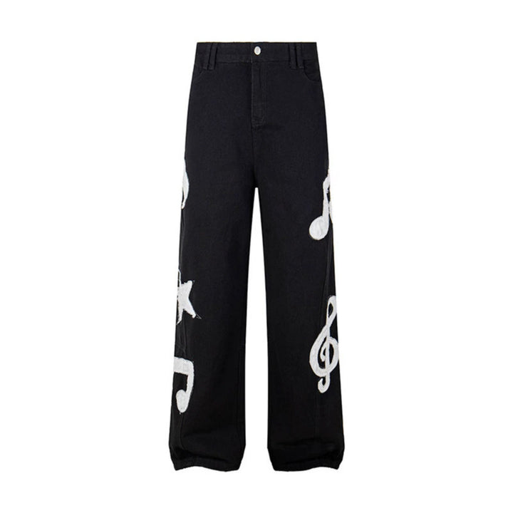 Women's jeans with high waistband, wide leg cut, stitch and destroy details Mune Fashion