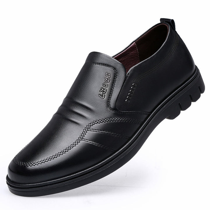 Men's Business-Casual Slippers made of smooth artificial leather with shock-absorbing rubber sole Mune Fashion