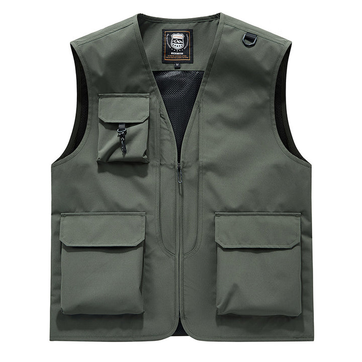 Unisex Multi-pocket Utility Vest with Mesh Lining, D-Ring, and Durable Exterior Pockets Mune Fashion