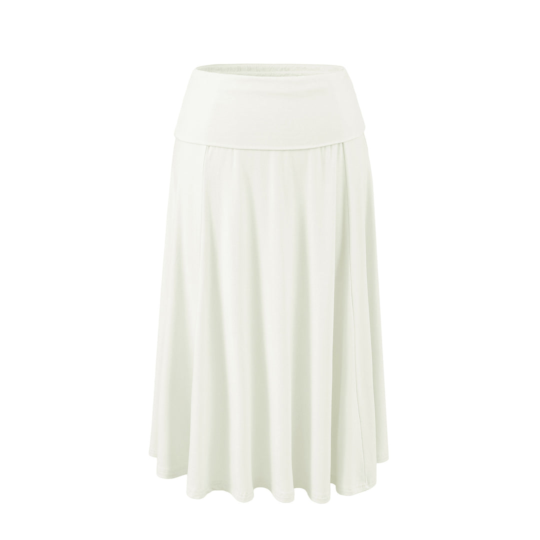 Women's Soft Jersey Maxi Skirt with Foldable Waistband and Flowing A-Line