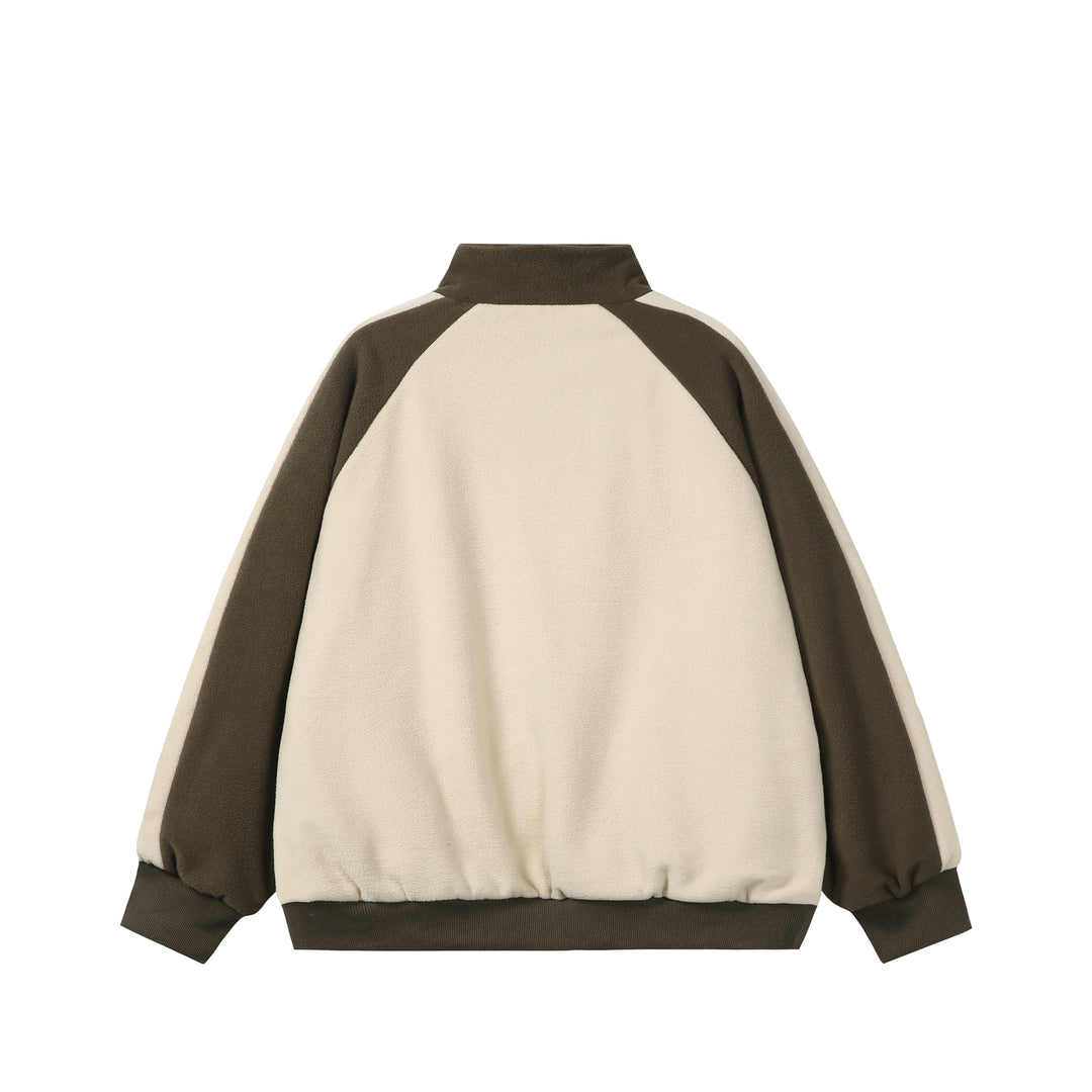 Unisex Boxy Fleece Jacket with Front Zipper, Stand Collar and Flap Pockets Mune Fashion