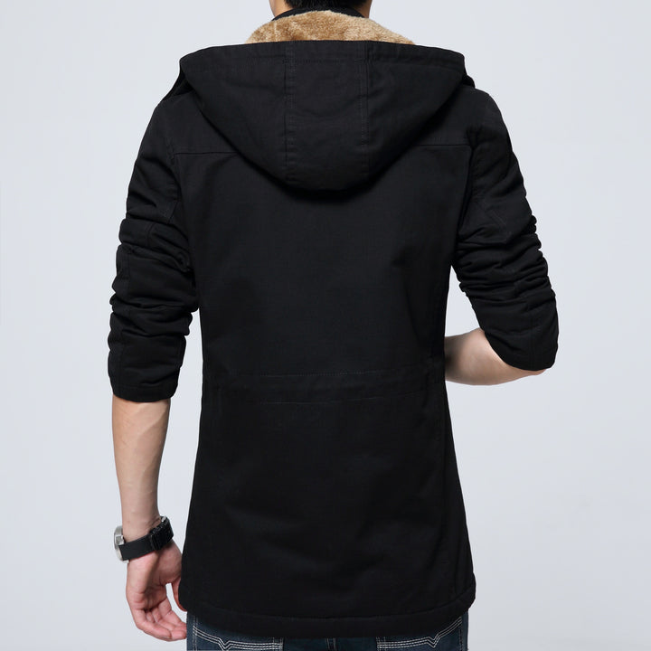 Men's canvas parka with lined hood, utility pockets, and zipper Mune Fashion