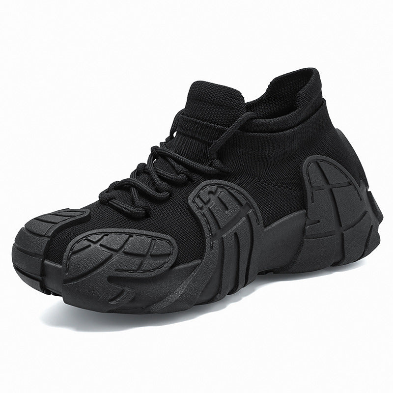 Men's sneaker made of solid material with sock-like knit shaft, molded rubber applications, and traction profile sole Mune Fashion