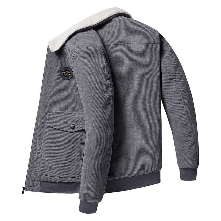 Men's corduroy bomber jacket with teddy collar and flap pockets Mune Fashion