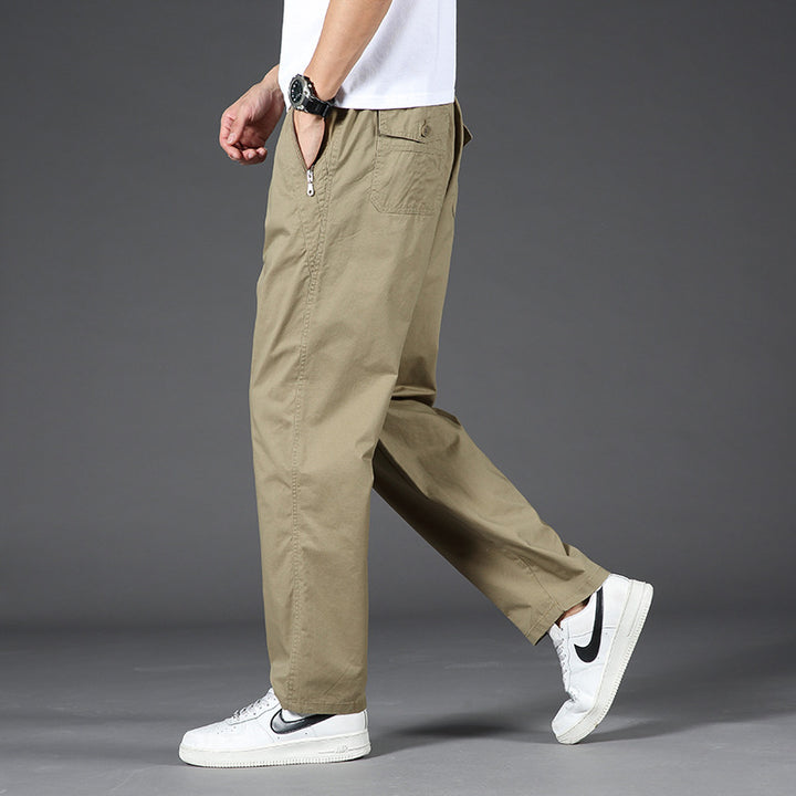Men's Light Relaxed-Fit Chino Pants with Elastic Waistband & Straight Leg Mune Fashion