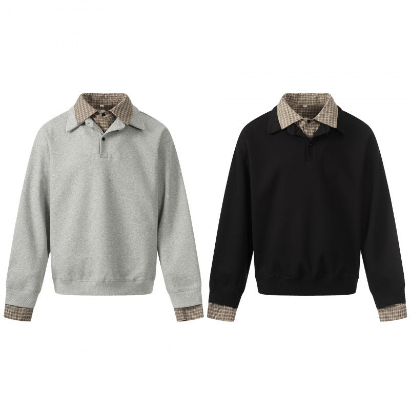 Men's sweatshirt with integrated shirt collar and layering look Mune Fashion