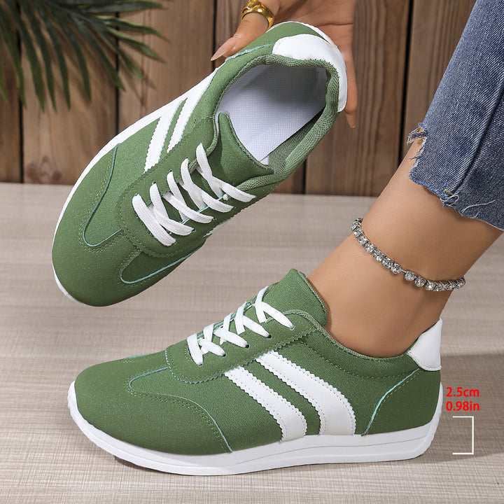 Women's lightweight retro canvas sneakers with padded insole, flexible outsole, and subtle stripe design Mune Fashion