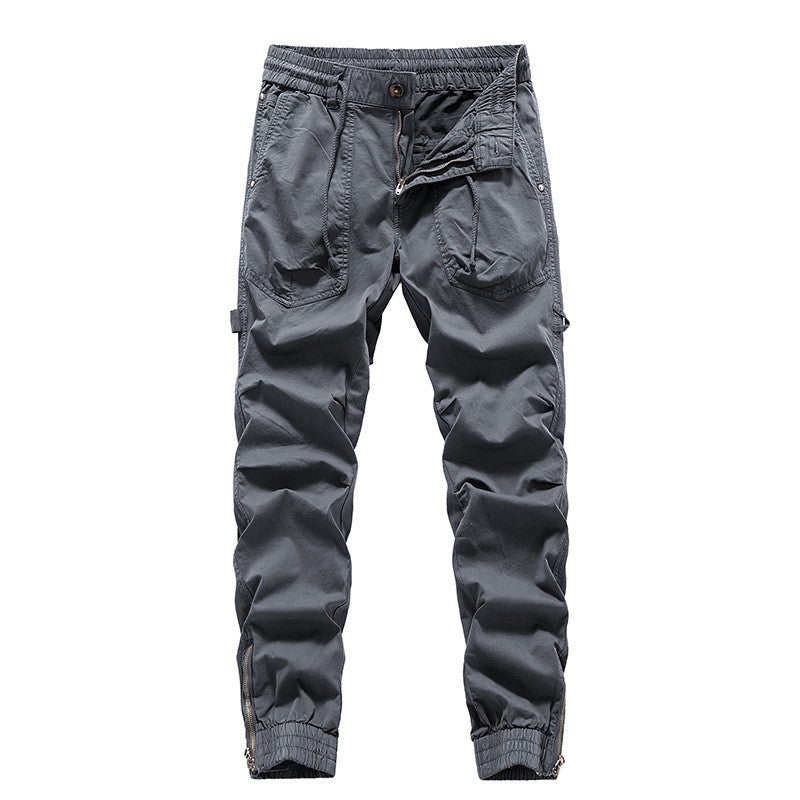 Men's outdoor work jogger pants with elastic comfort waistband, patch round pockets, and ankle zipper Mune Fashion