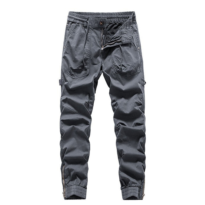 Men's outdoor work jogger pants with elastic comfort waistband, patch round pockets, and ankle zipper Mune Fashion