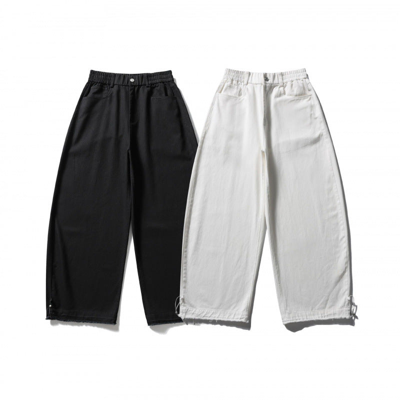 Women Wide High Waist Balloon Pants with Elastic Waistband, Side Pockets, and Drawstring Hem Mune Fashion