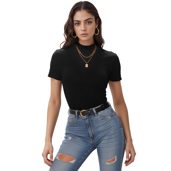 Women's High-Waist Straight Jeans with Destroyed Knee Area and Slim Hip Fit Mune Fashion