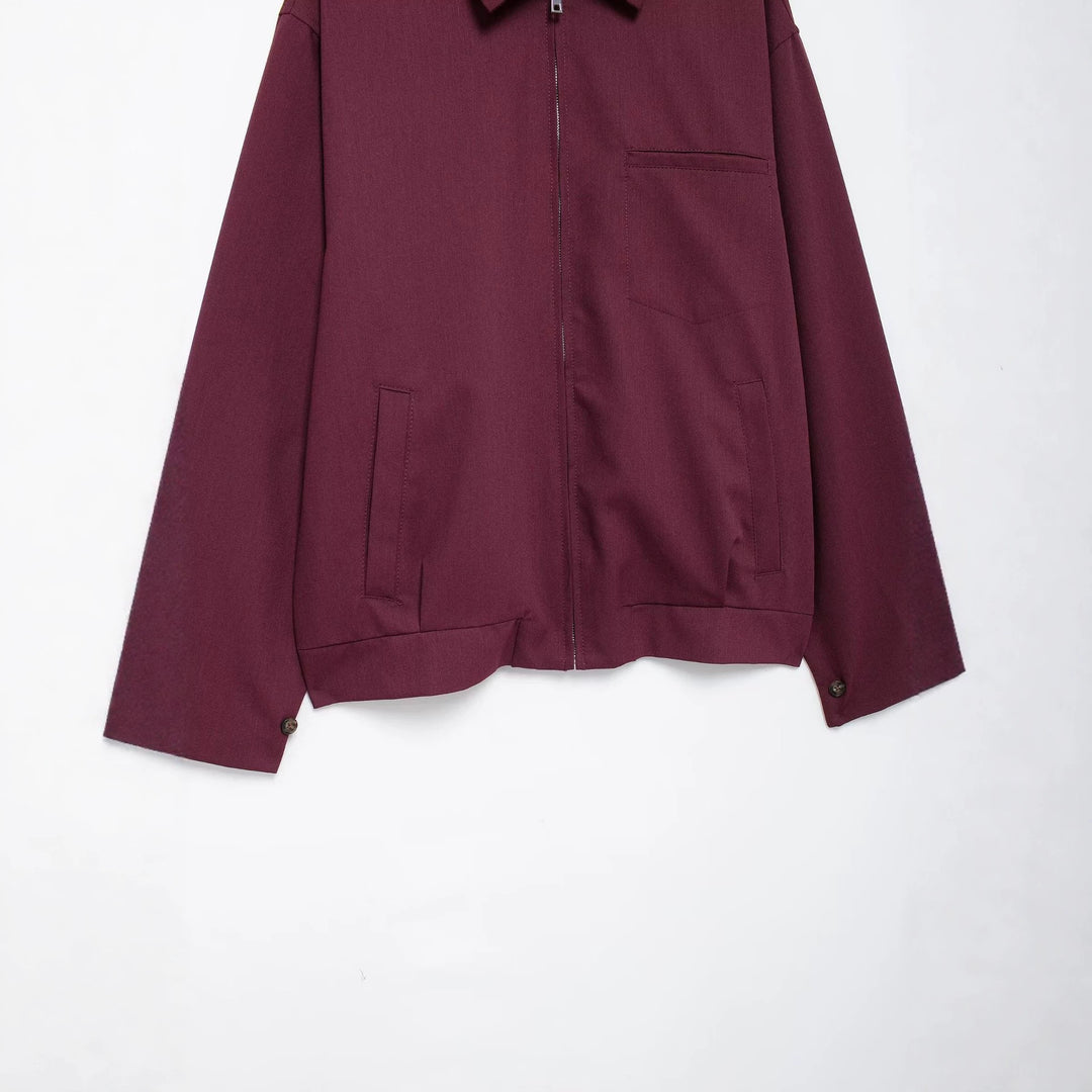 Women's Oversize Blouson Jacket with Full-Length Zipper and Placket Pockets Mune Fashion