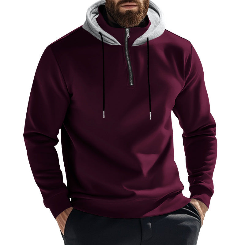 Men's half-zip hoodie with contrasting hood, drawstring and slim silhouette Mune Fashion