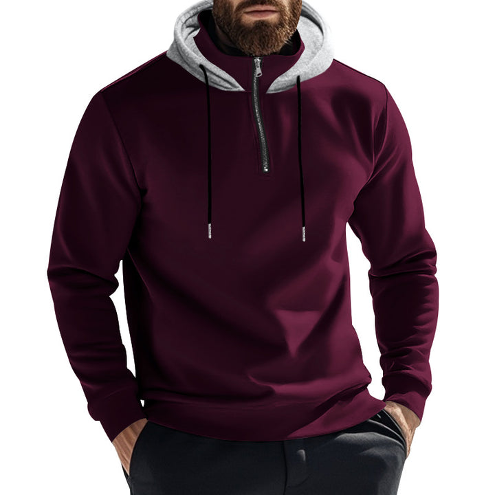 Men's half-zip hoodie with contrasting hood, drawstring and slim silhouette Mune Fashion