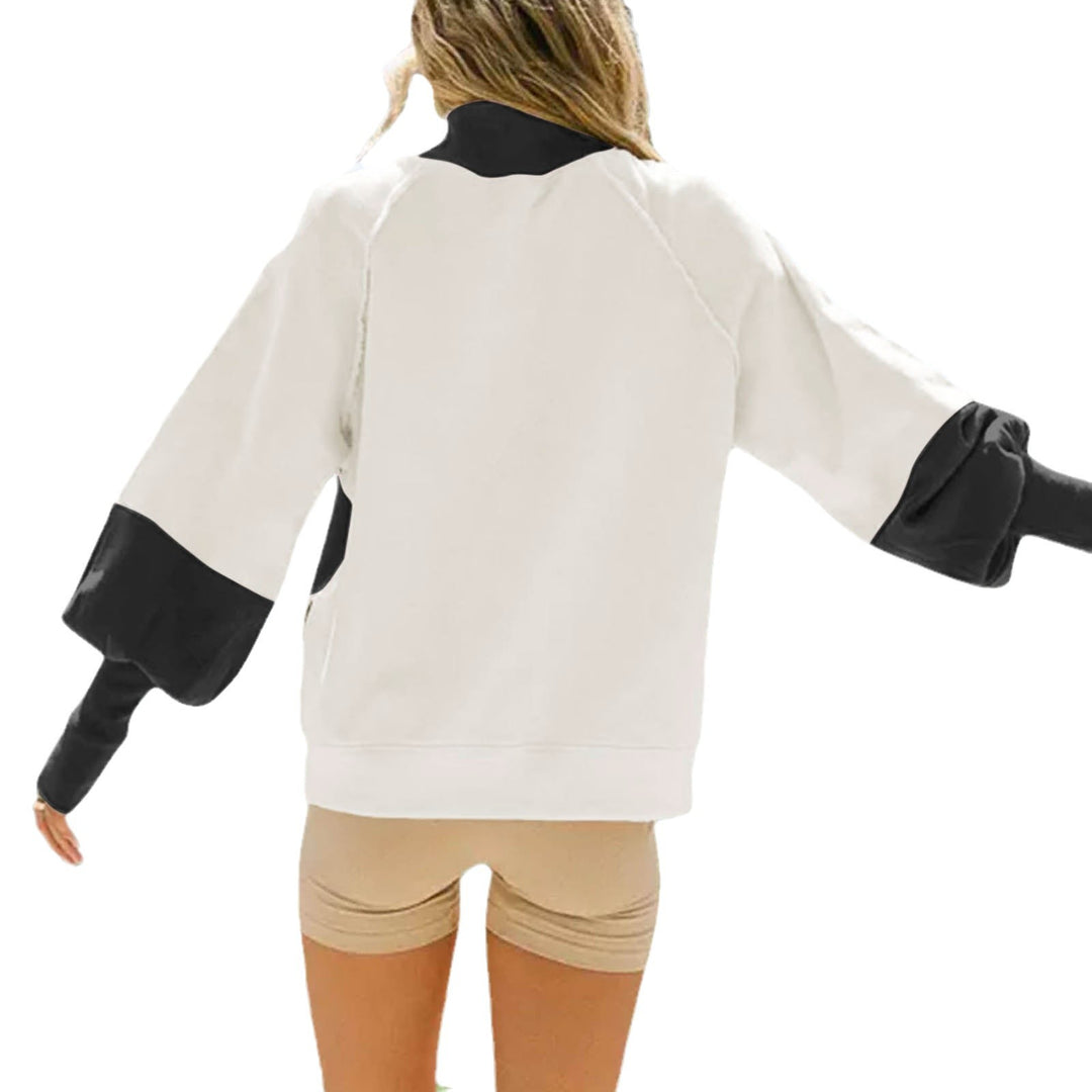 Women oversized Raglan sweatshirt with standing collar and sparkling Christmas rhinestone print Mune Fashion