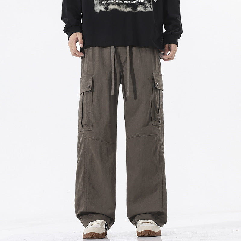 Men's Oversized Cargo Pants in Utility Style with Drawstring Waistband and Large Flap Pockets Mune Fashion