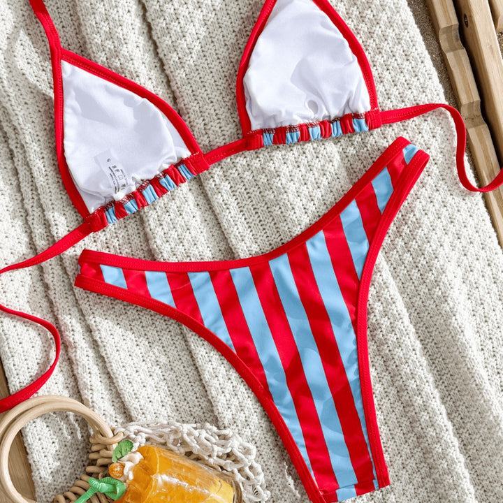 Women's Triangle Bikini with fashionable stripe pattern Mune Fashion