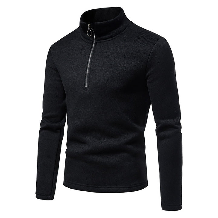 Men's fine knit half-zip sweater with stand-up collar and mottled structure Mune Fashion
