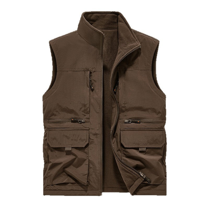 Men's insulated utility vest with warm fleece lining, windproof & multi-pocket Mune Fashion