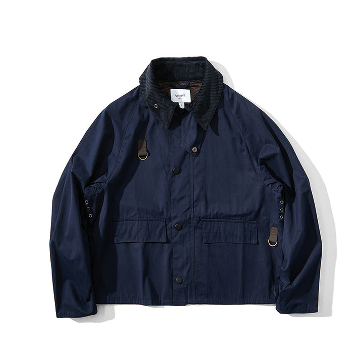Men's Short Cut Utility Field Jacket with Cord Collar and D-Ring Details Mune Fashion