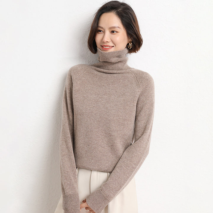Ladies Slim Turtleneck Sweater made of fine knit with raglan sleeves Mune Fashion