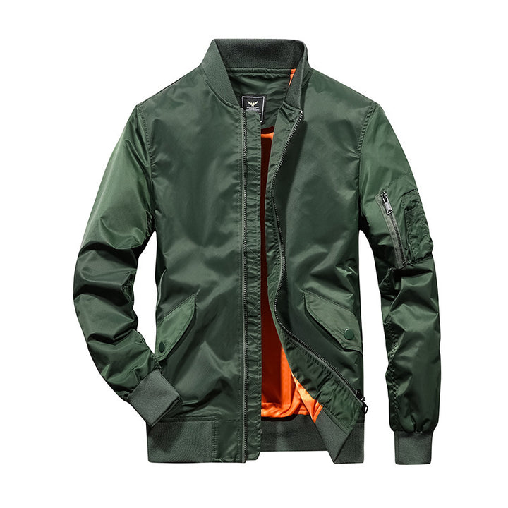 Men's bomber jacket in aviator utility style with arm pocket and reinforced ribbed cuffs Mune Fashion
