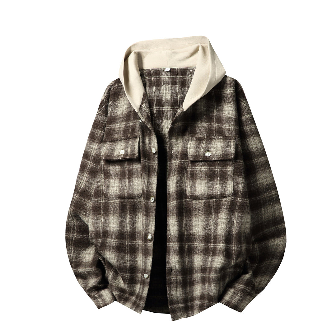 Unisex overshirt in layer look with integrated hood Mune Fashion