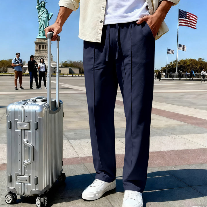 Men's casual-elegant pleated sweatpants with crease, elastic drawstring waistband and side pockets Mune Fashion