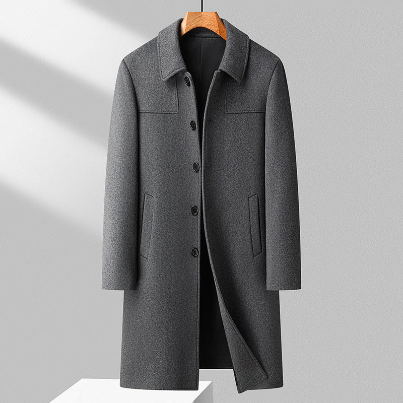 Men's Longer single-breasted wool coat with slim silhouette Mune Fashion