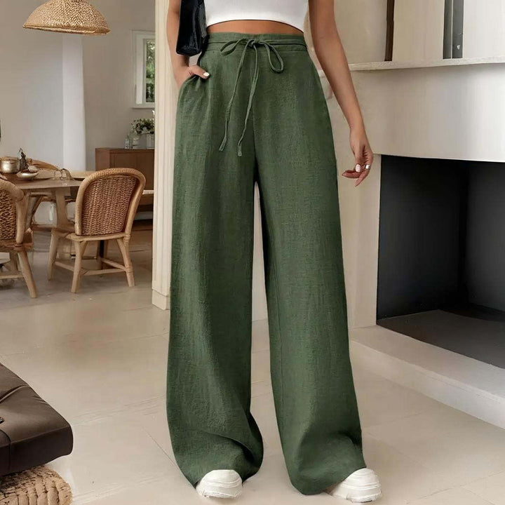 Women's trendy palazzo pants with elastic waistband