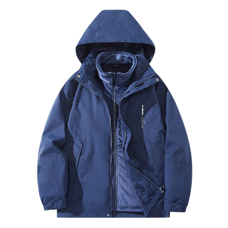 Men's water-repellent two-layer trekking jacket with removable fleece inner jacket and hood Mune Fashion