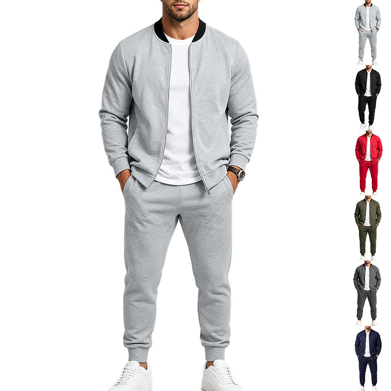 Men's Sportive Leisure Training Set with Bomber Jacket and Tapered Jogging Pants Mune Fashion