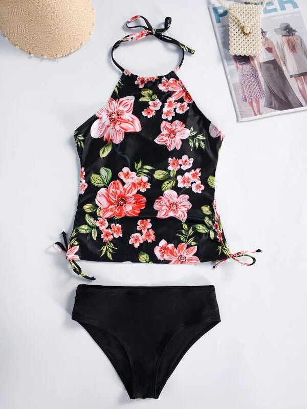 Women Stylish Tankini with Floral Design and Adjustable Straps Mune Fashion
