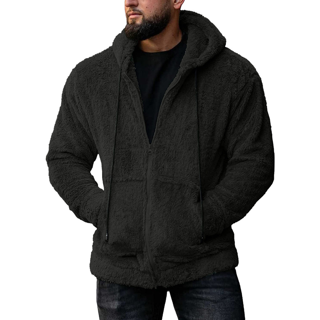 Men's teddy plush zip hoodie with oversized hood, concealed zipper, and side pockets Mune Fashion