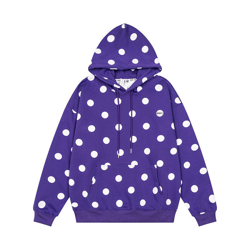 Women’s Oversize Hoodie with Polka Dot Allover and Kangaroo Pocket Mune Fashion