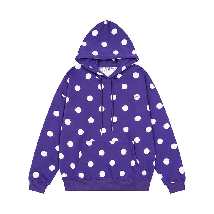 Women’s Oversize Hoodie with Polka Dot Allover and Kangaroo Pocket Mune Fashion