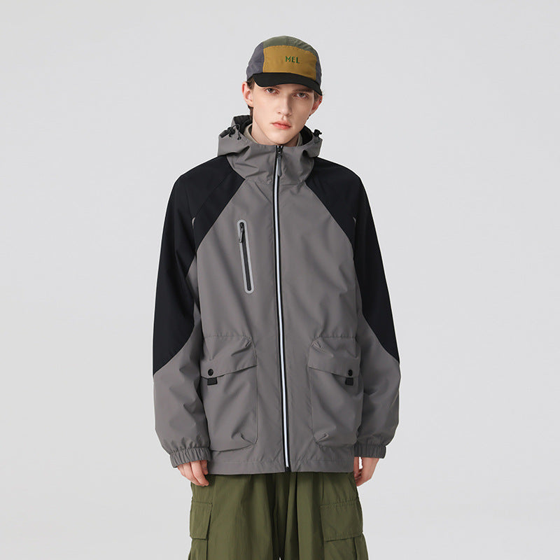 Men's two-layer technical rain jacket with adjustable hood and welded seams Drune