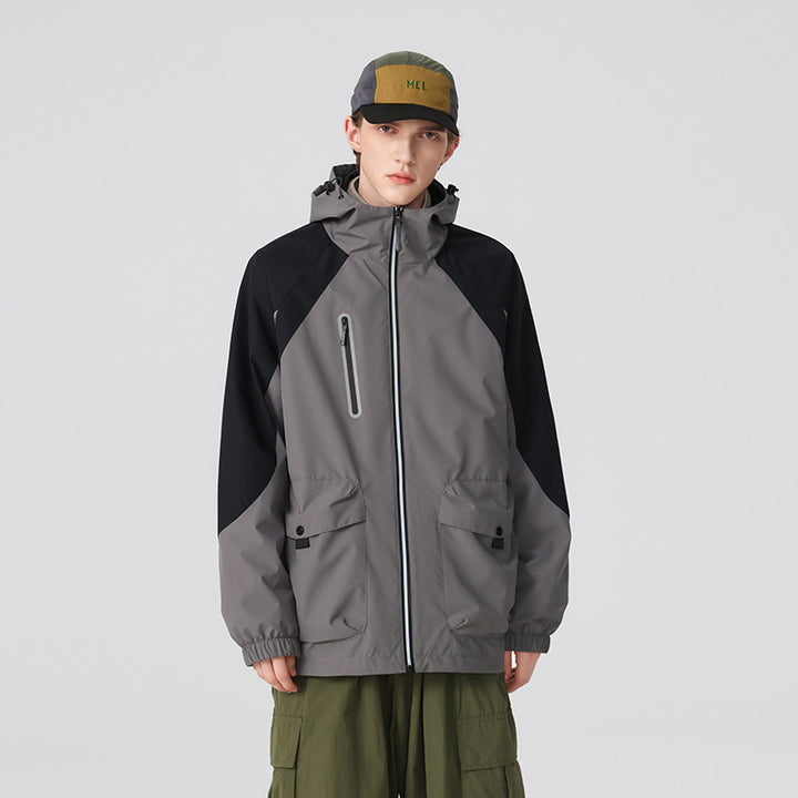 Men's two-layer technical rain jacket with adjustable hood and welded seams Drune